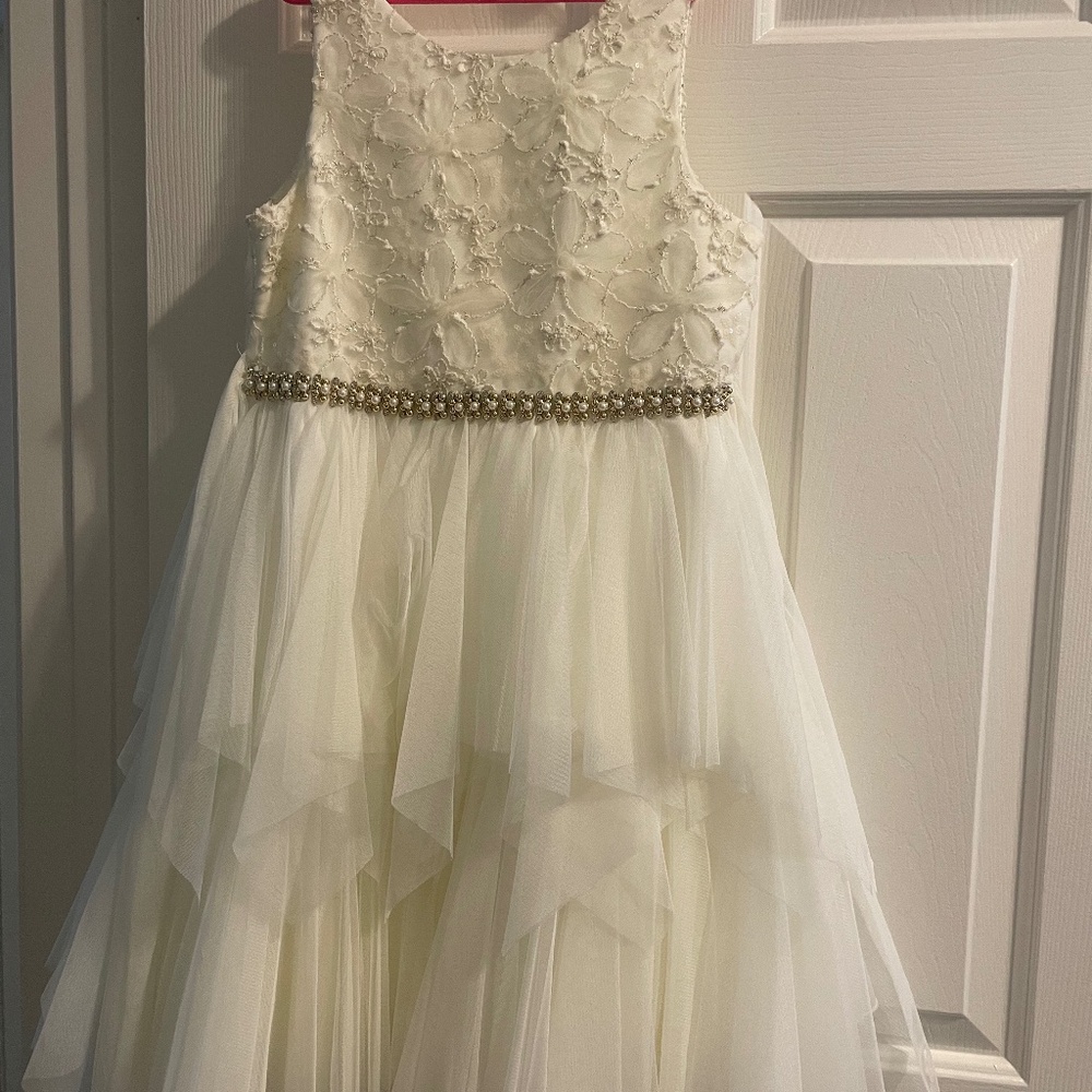Girls white dress floral size 12